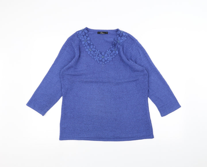 BM Womens Blue  Knit Pullover Jumper Size S