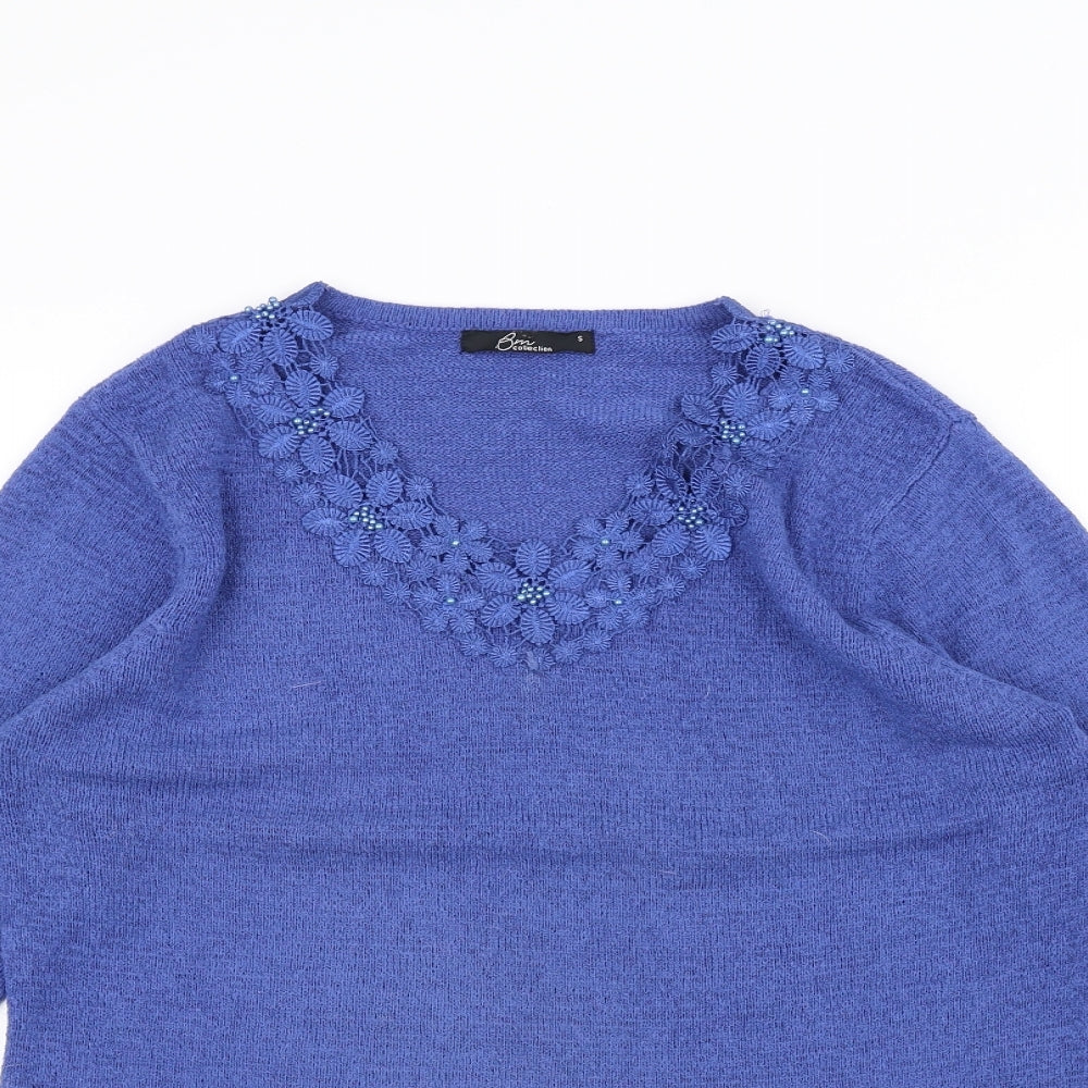 BM Womens Blue  Knit Pullover Jumper Size S