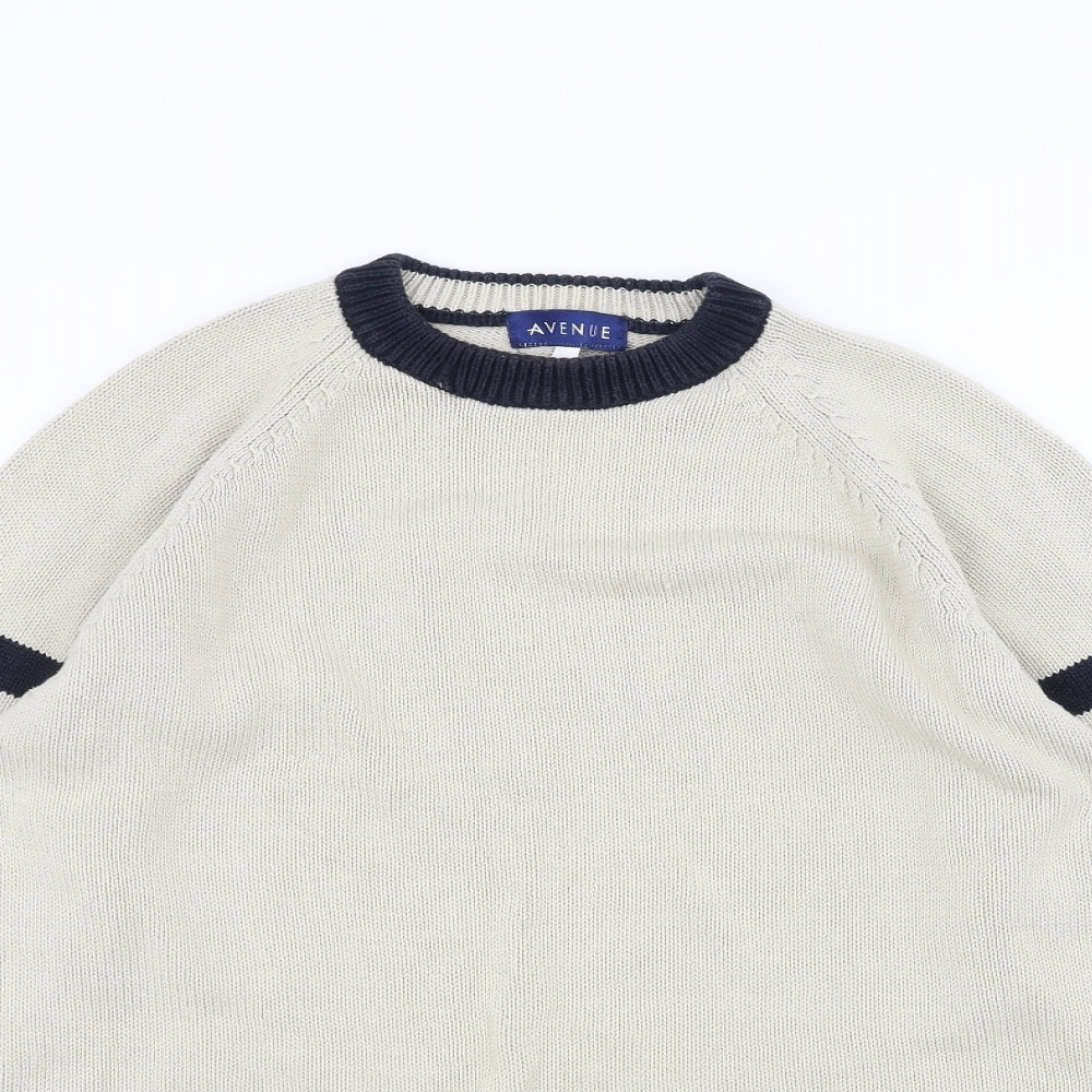 Avenue Womens White  Knit Pullover Jumper Size M