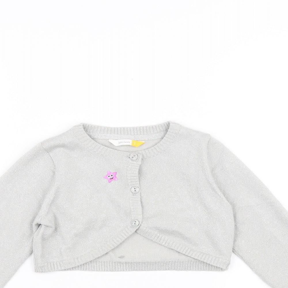 John Lewis Girls Grey   Cardigan Jumper Size 3 Years