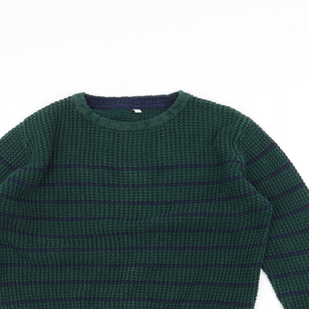 Marks and Spencer Boys Green  Knit Pullover Jumper Size 8-9 Years