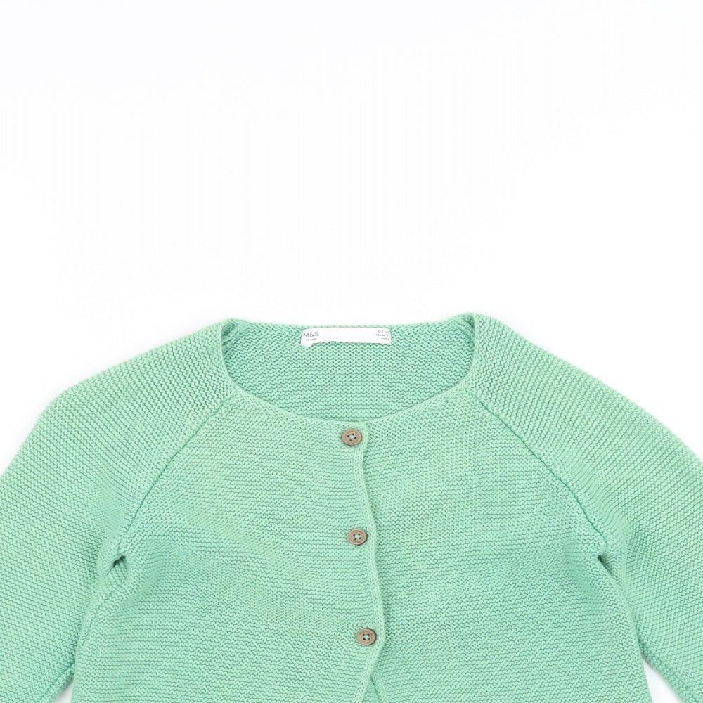Marks and Spencer Girls Green   Cardigan Jumper Size 6-7 Years