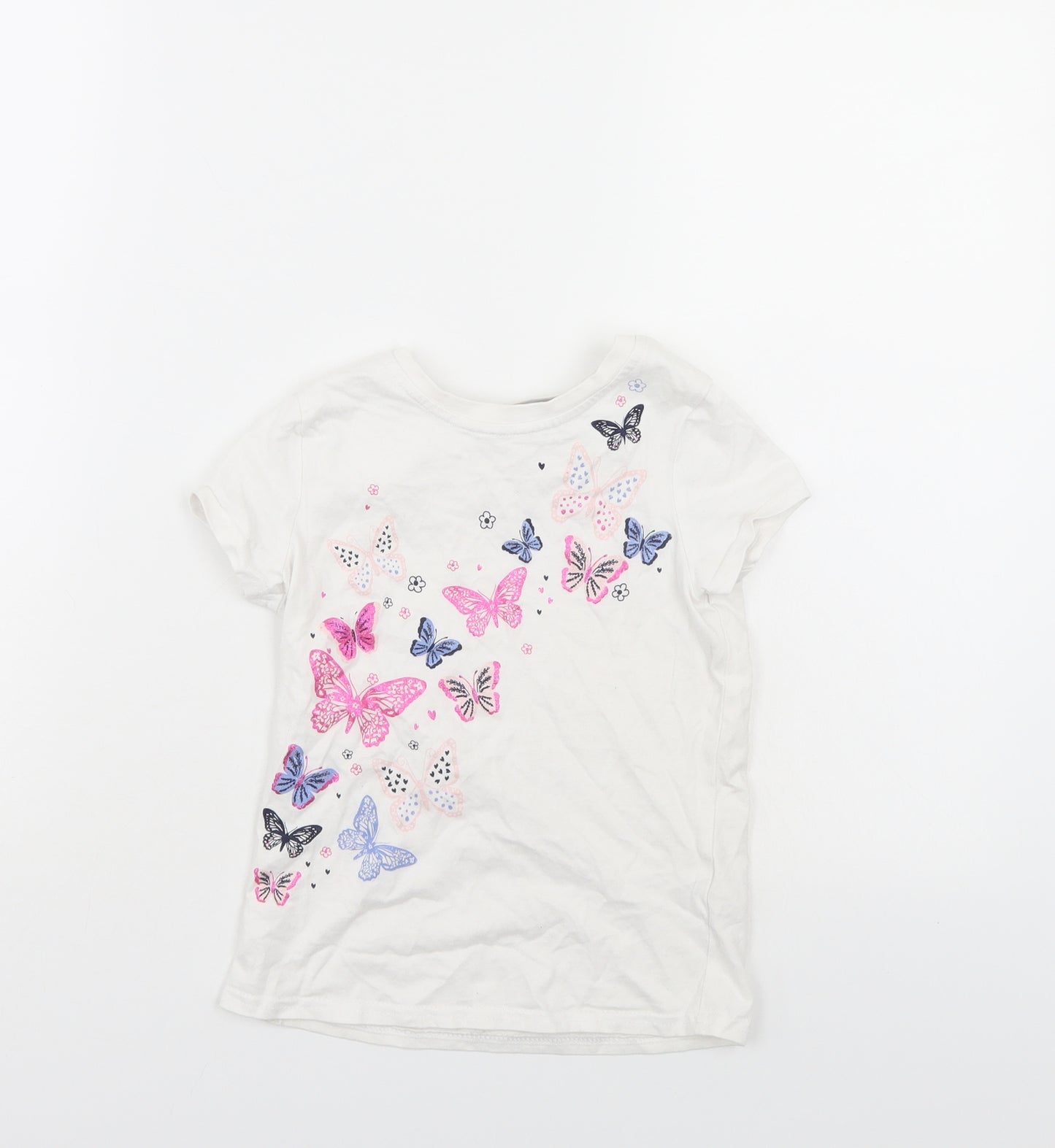 George Girls White   Basic T-Shirt Size 6-7 Years