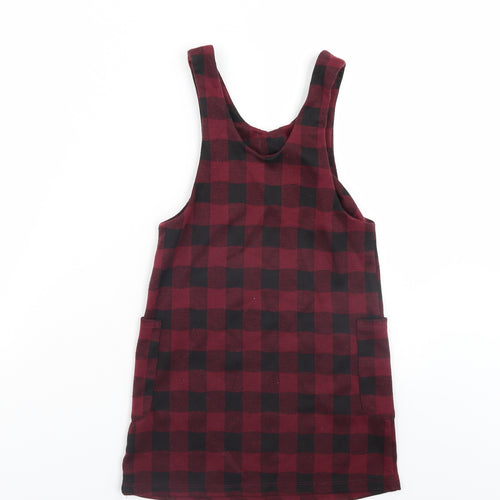 Nutmeg Girls Red Check  Pinafore/Dungaree Dress
