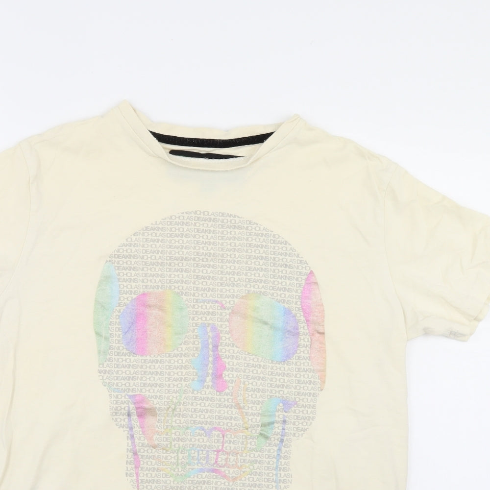 Nicholas Deakins Mens Ivory    T-Shirt Size L