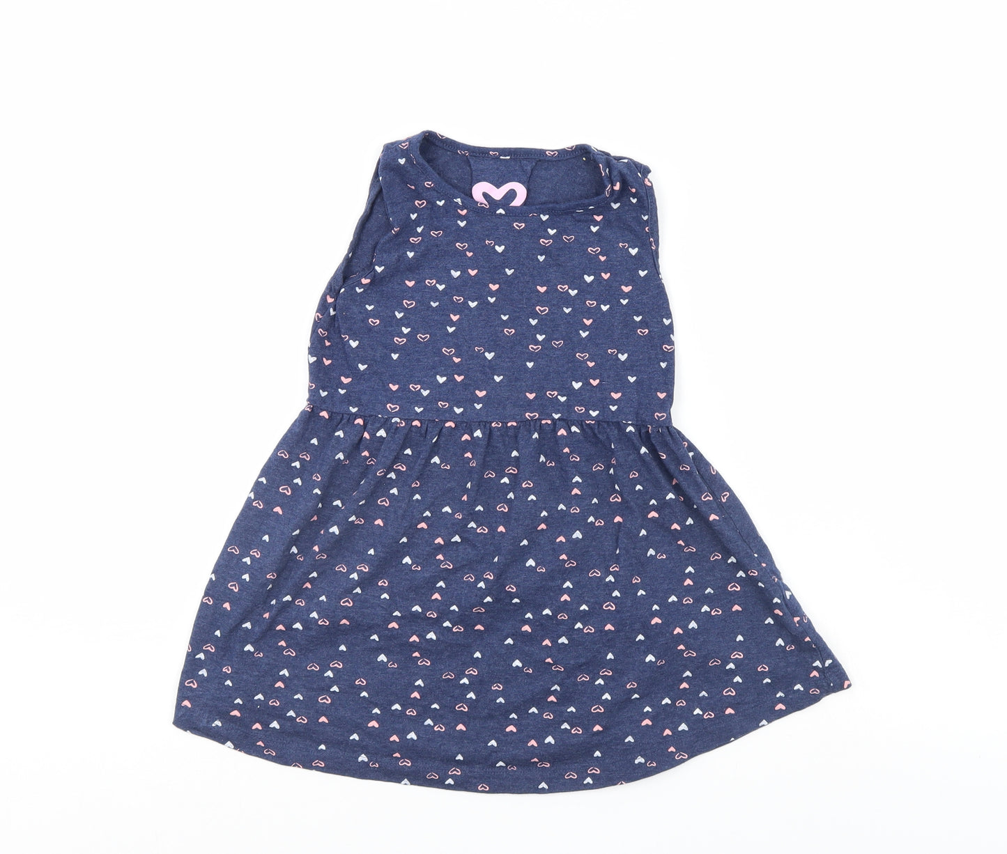 Young Dimention Girls Blue Polka Dot  T-Shirt Dress  Size 6-7 Years