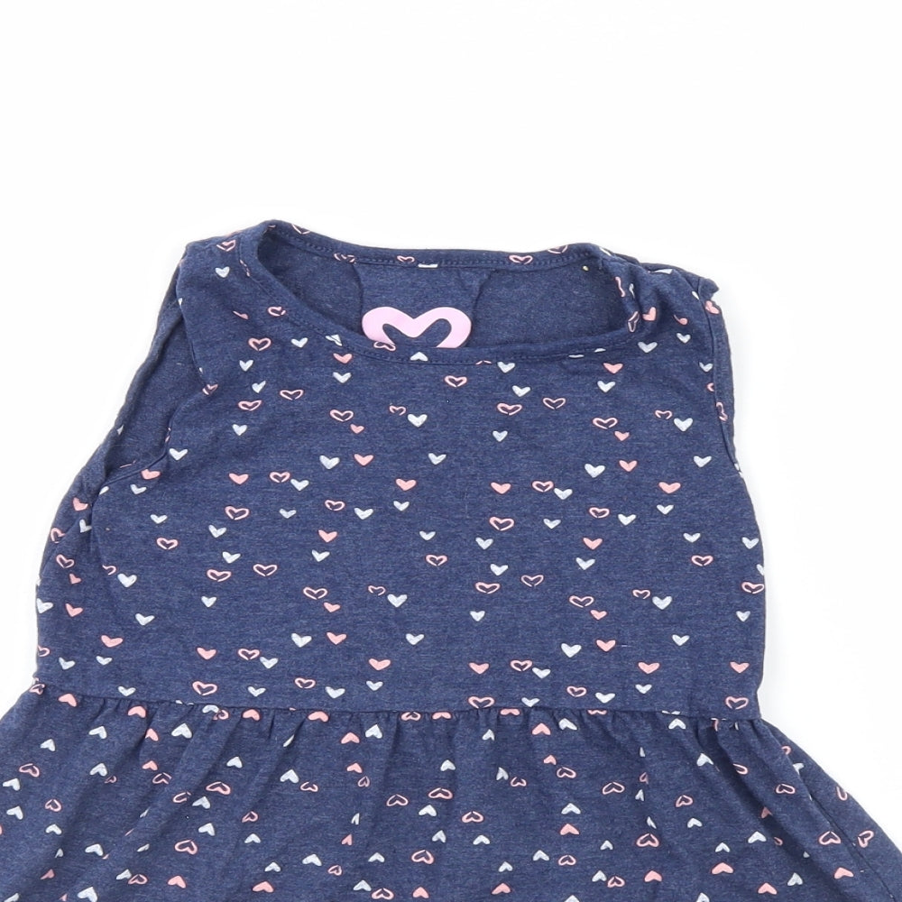 Young Dimention Girls Blue Polka Dot  T-Shirt Dress  Size 6-7 Years