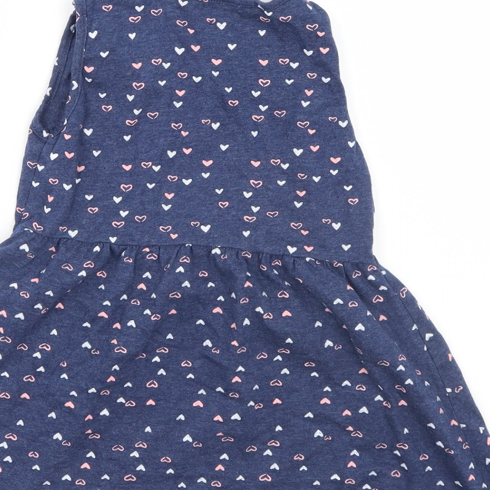 Young Dimention Girls Blue Polka Dot  T-Shirt Dress  Size 6-7 Years