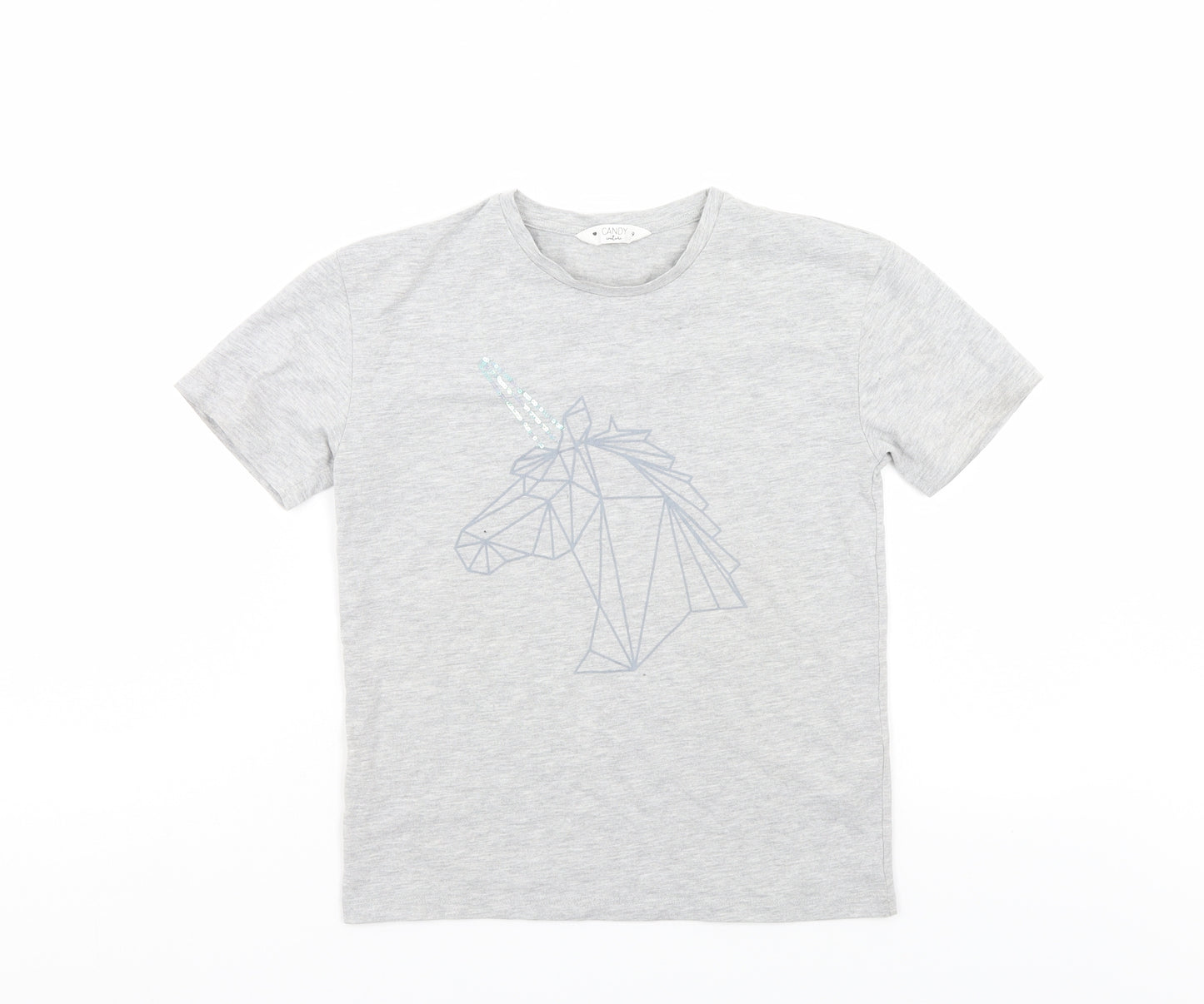 Candy Couture Girls Grey   Basic T-Shirt Size 9 Years
