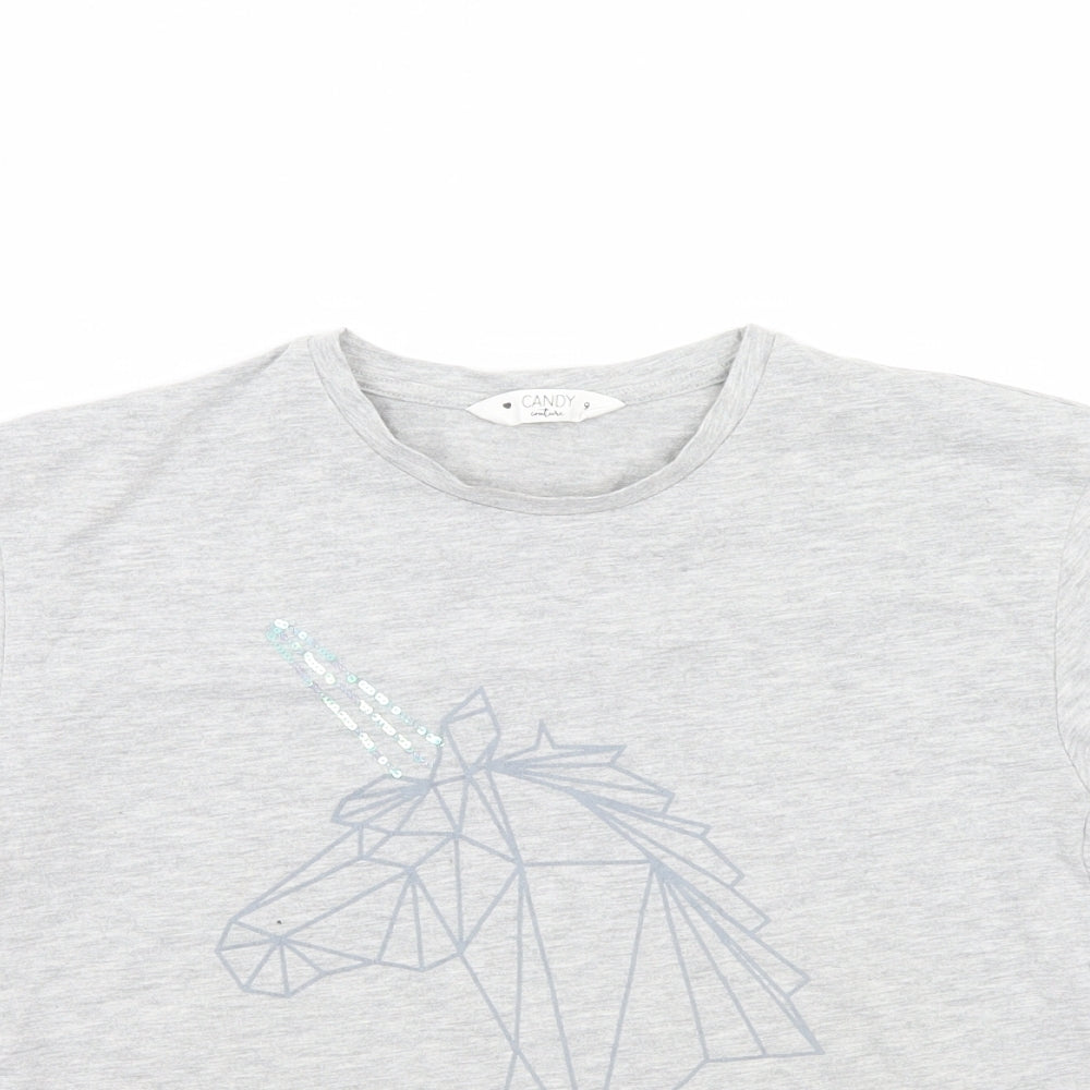 Candy Couture Girls Grey   Basic T-Shirt Size 9 Years