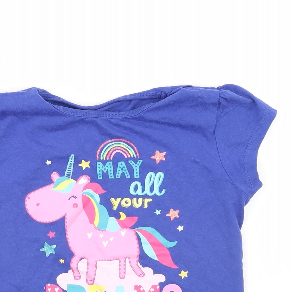 George Girls Blue   Basic T-Shirt Size 7-8 Years