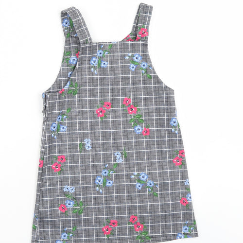 TU Girls Grey Check  Pinafore/Dungaree Dress  Size 8 Years