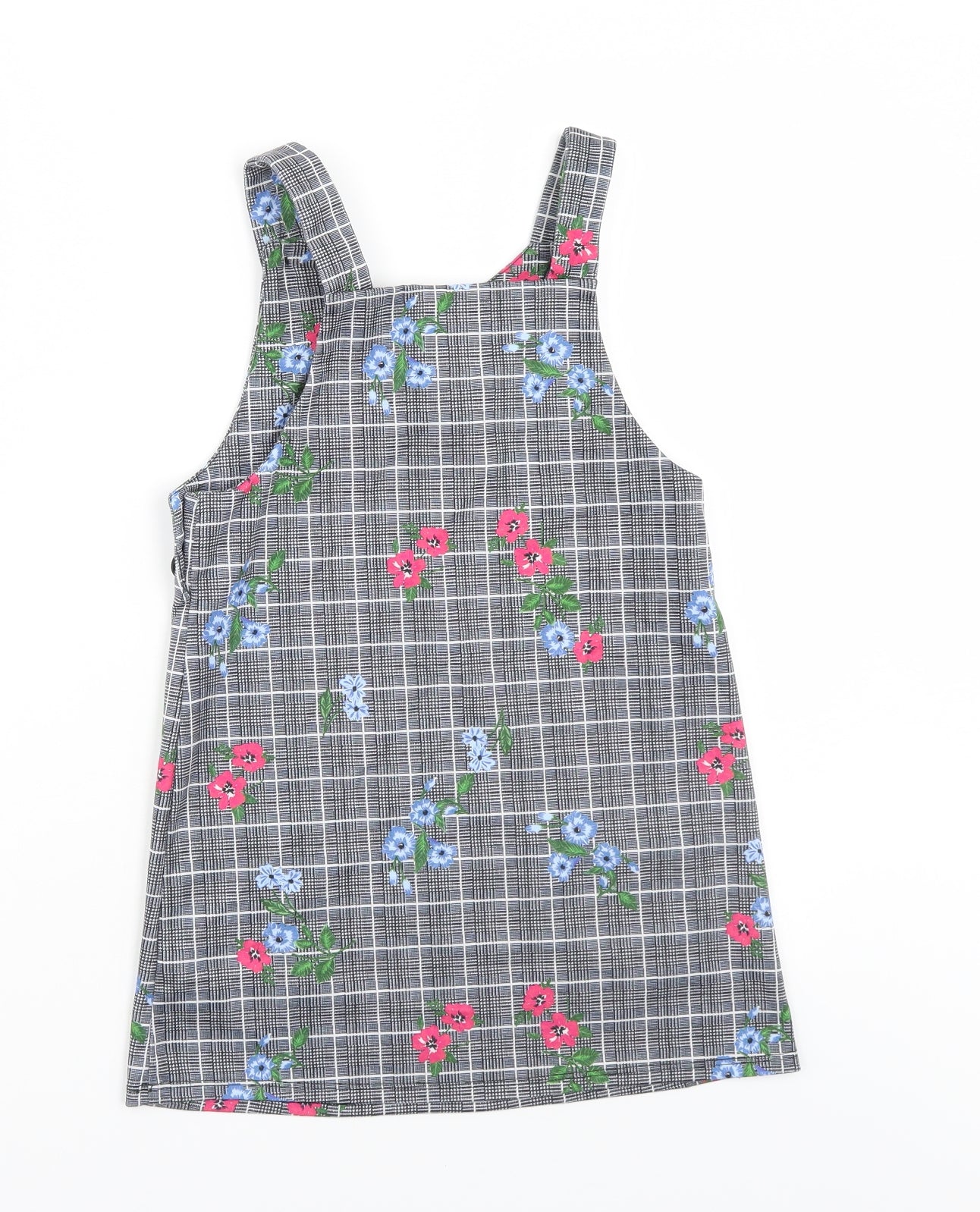 TU Girls Grey Check  Pinafore/Dungaree Dress  Size 8 Years