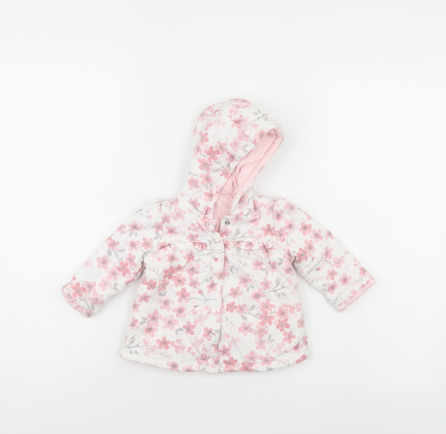 George Girls Pink Floral  Basic Coat Coat Size 3-6 Months