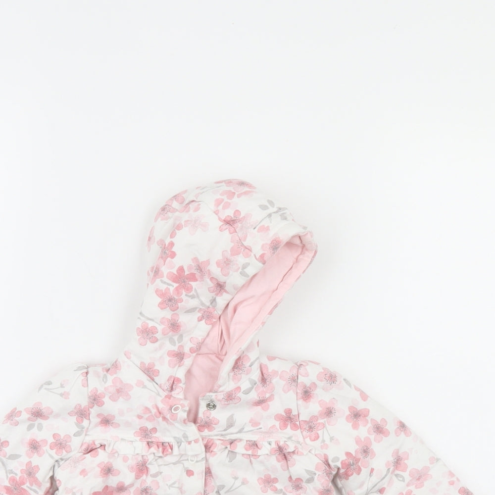George Girls Pink Floral  Basic Coat Coat Size 3-6 Months