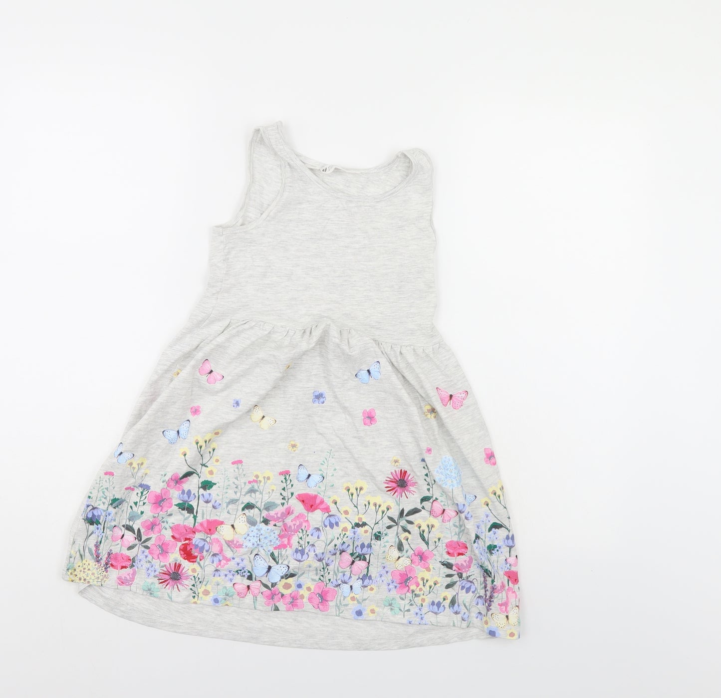 H&M Girls Grey Floral  Tank Dress  Size 7-8 Years