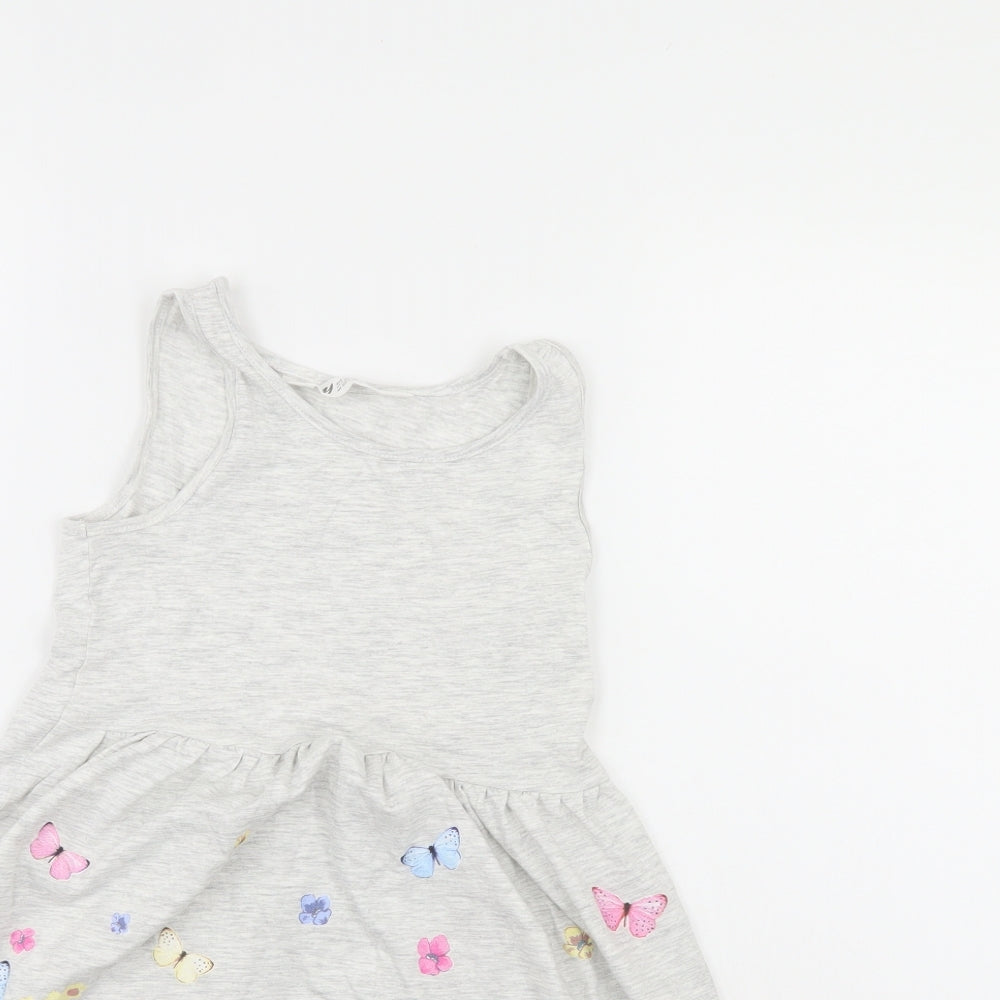 H&M Girls Grey Floral  Tank Dress  Size 7-8 Years
