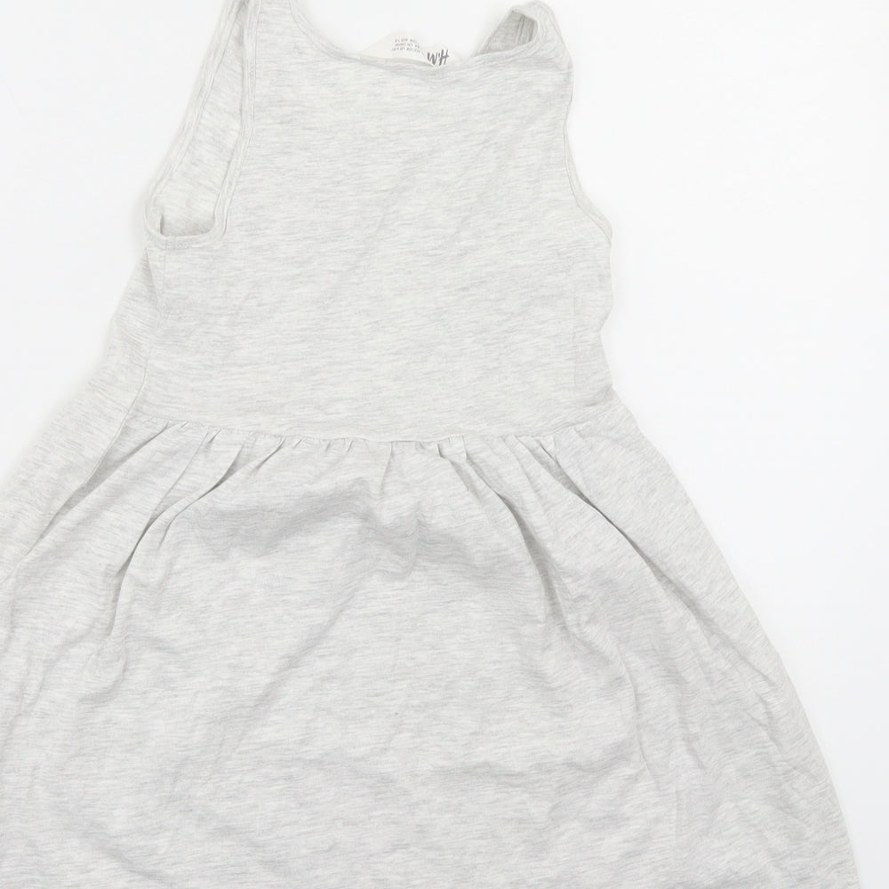 H&M Girls Grey Floral  Tank Dress  Size 7-8 Years