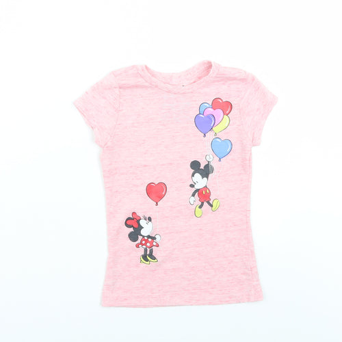 Disney Girls Pink   Basic T-Shirt Size 5-6 Years