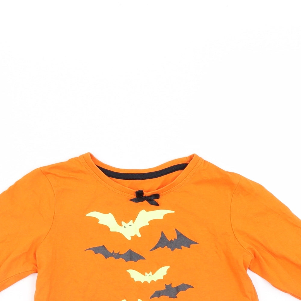 Preworn Girls Orange   Basic T-Shirt Size 7-8 Years  - Halloween