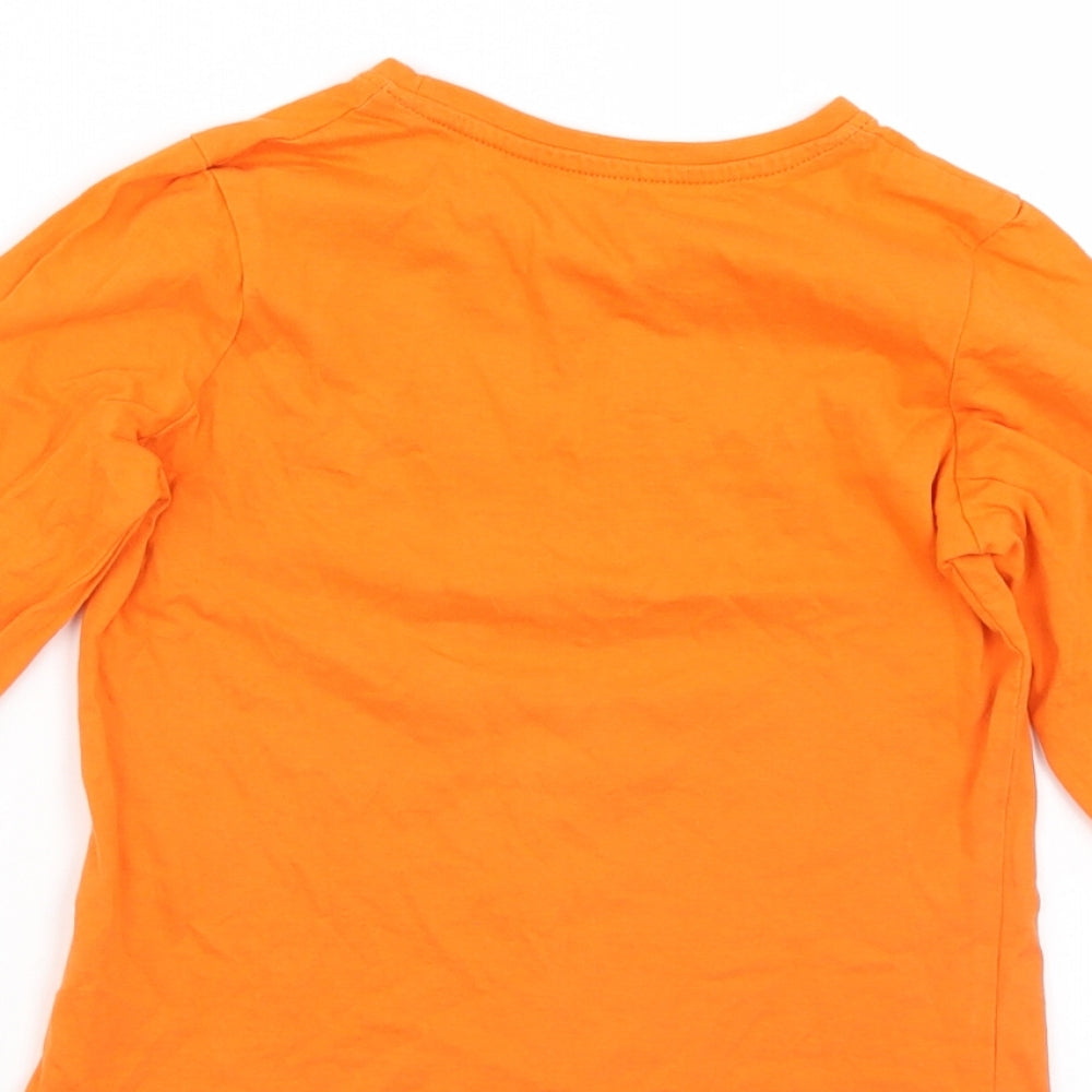 Preworn Girls Orange   Basic T-Shirt Size 7-8 Years  - Halloween