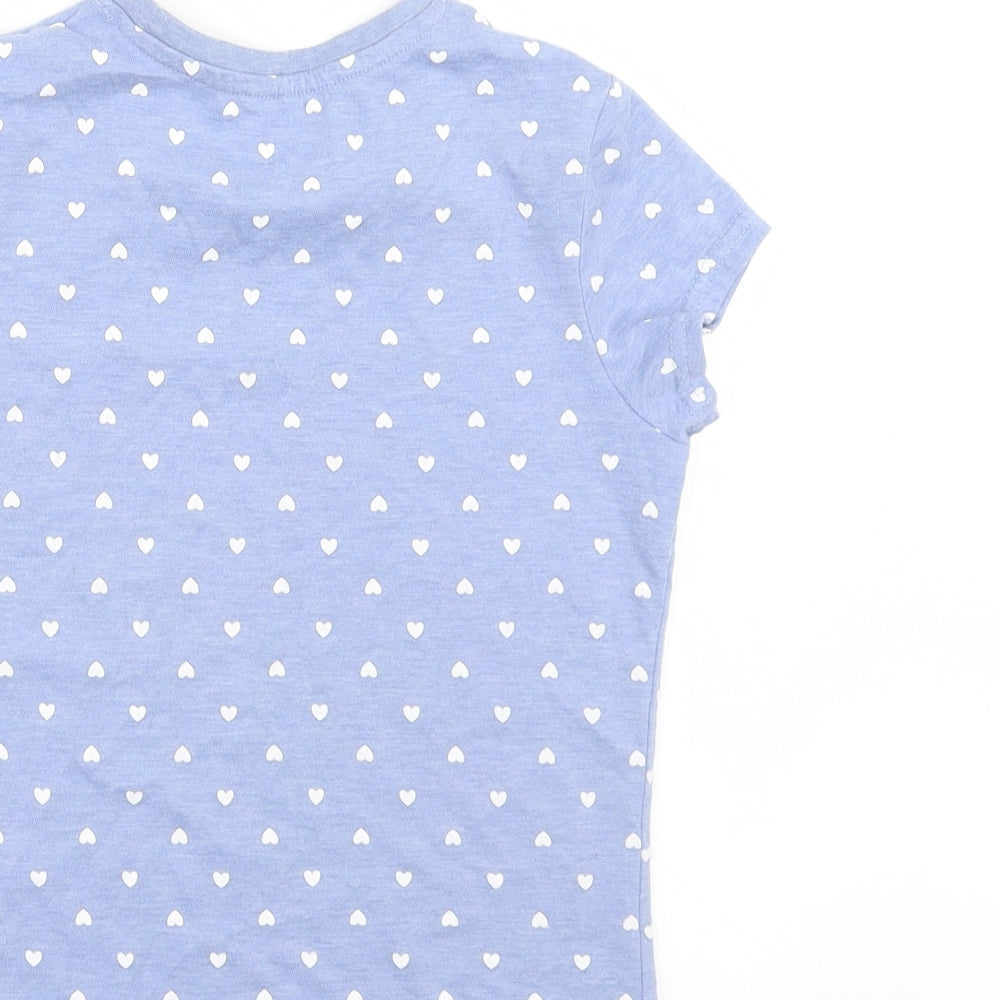 George Girls Blue Polka Dot  Basic T-Shirt Size 8-9 Years
