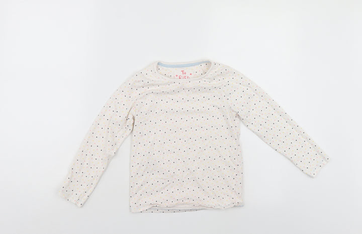 TU Girls White Polka Dot Top Pyjama Top Size 6-7 Years