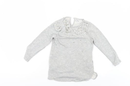 Front view of Tu girls’ grey pullover sweatshirt, size 7, years