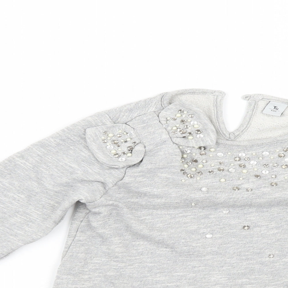 TU Girls Grey   Pullover Sweatshirt Size 7 Years