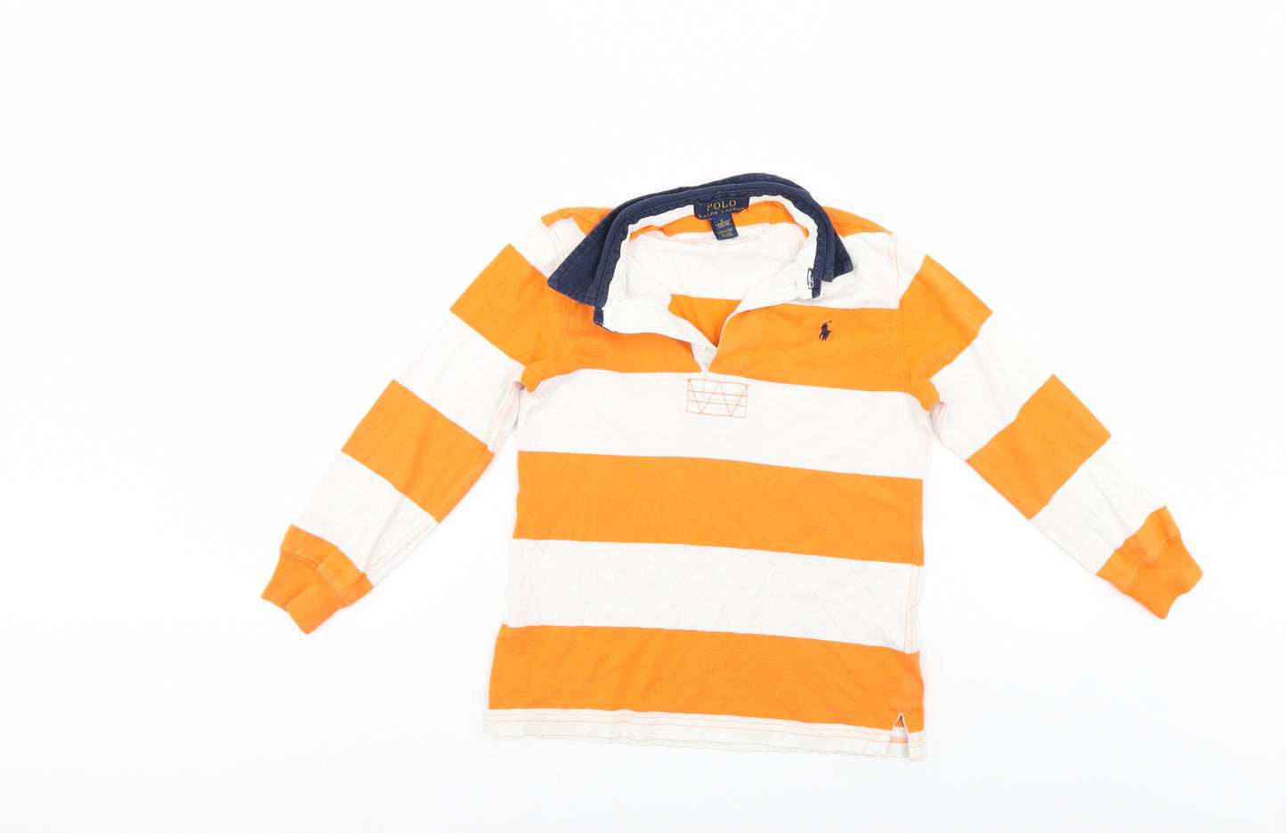 Ralph Lauren Boys Orange Striped  Basic Polo Size 6 Years