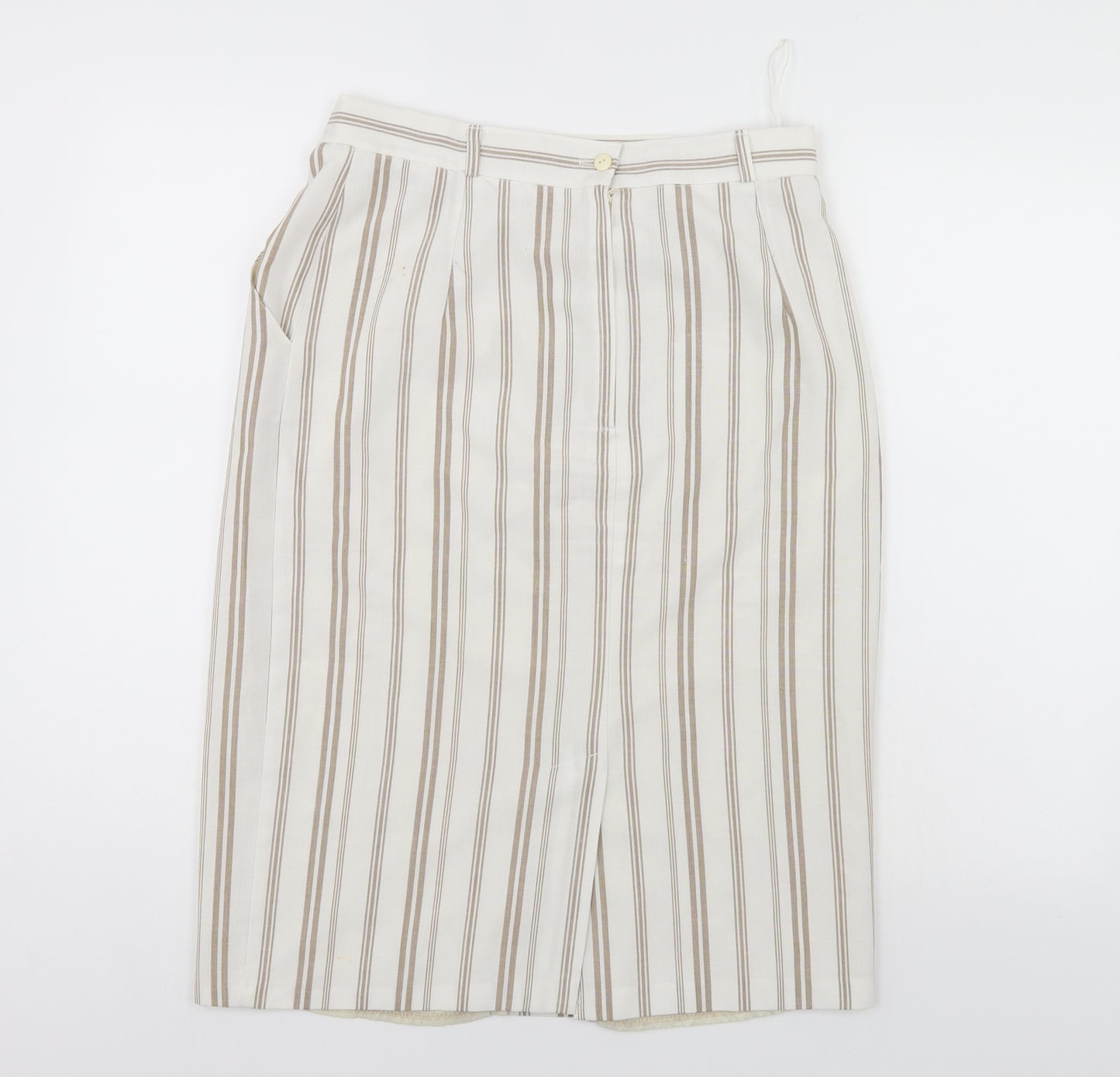 Preworn Womens White Striped  Straight & Pencil Skirt Size 14