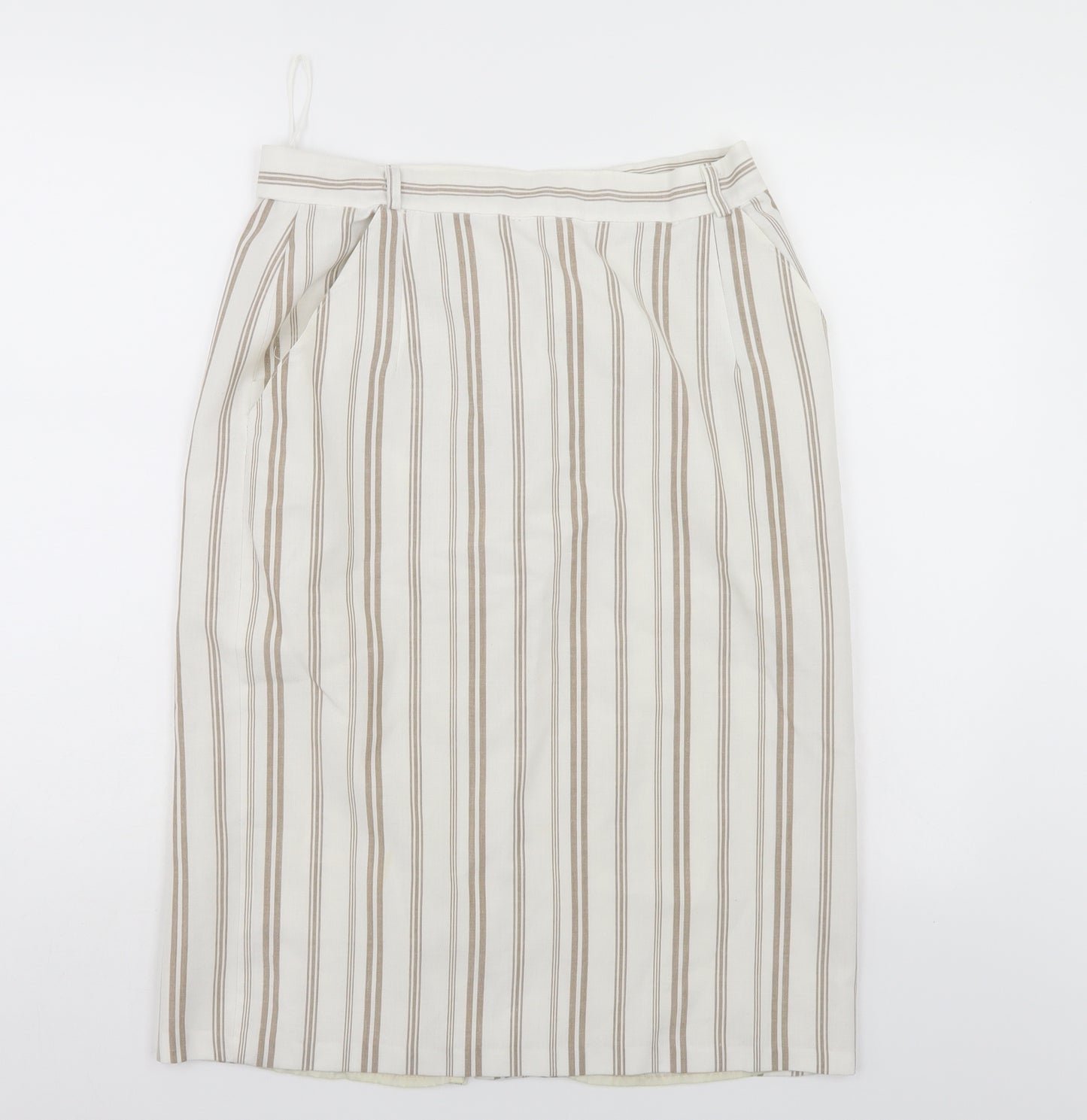 Preworn Womens White Striped  Straight & Pencil Skirt Size 14