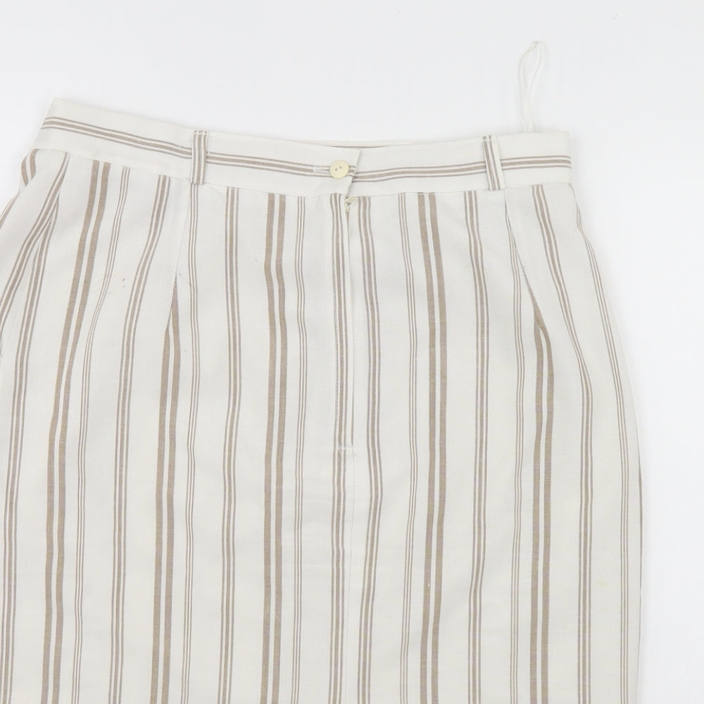 Preworn Womens White Striped  Straight & Pencil Skirt Size 14