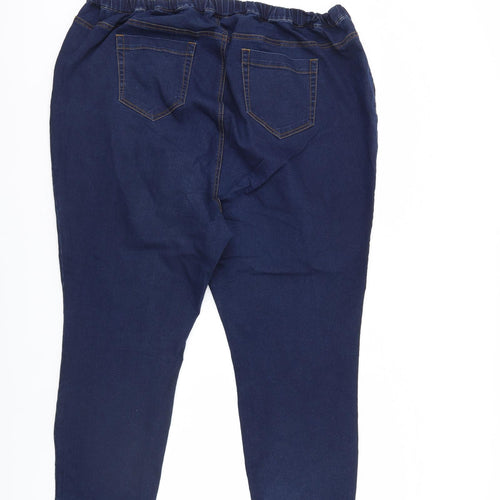 Evans Womens Blue  Denim Straight Jeans Size 26 L27 in - Elastic Waist