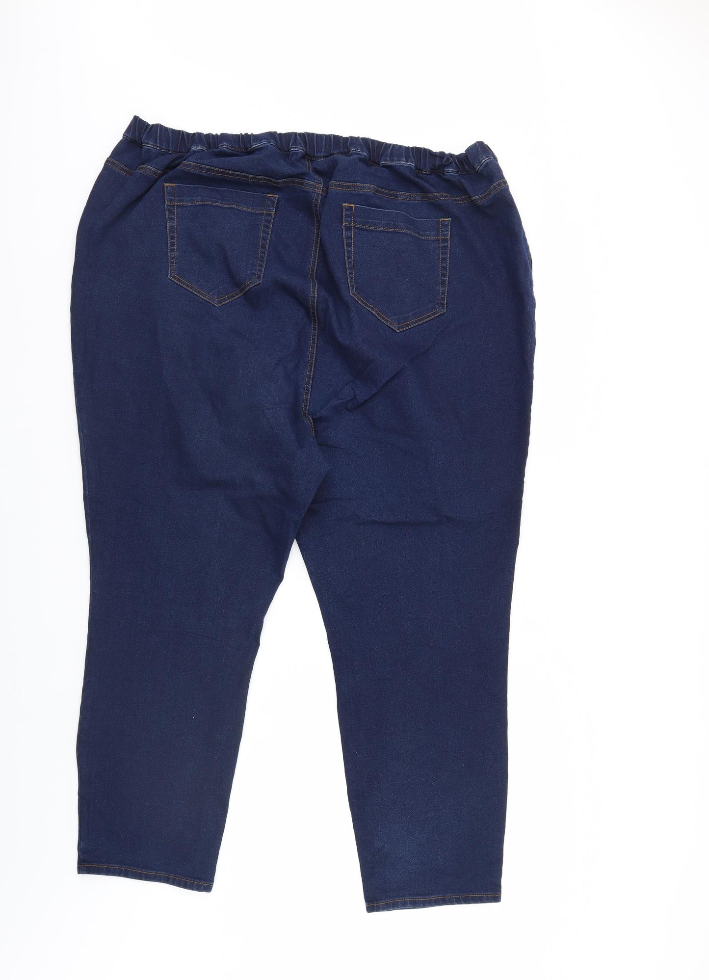 Evans Womens Blue  Denim Straight Jeans Size 26 L27 in - Elastic Waist