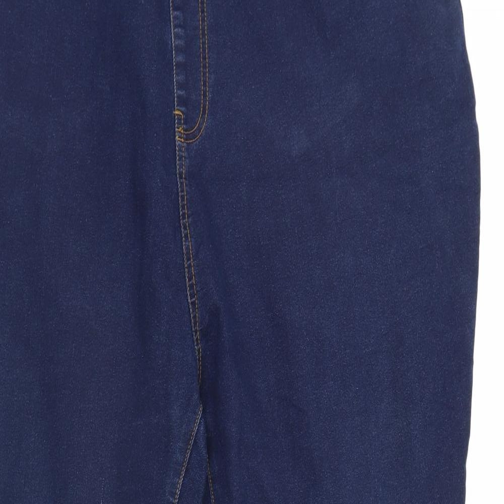 Evans Womens Blue  Denim Straight Jeans Size 26 L27 in - Elastic Waist