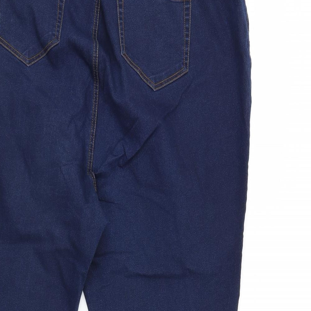 Evans Womens Blue  Denim Straight Jeans Size 26 L27 in - Elastic Waist