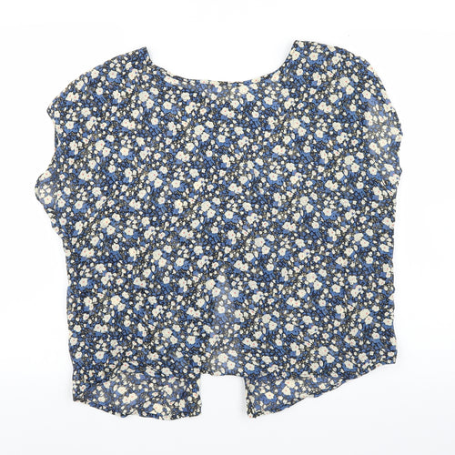 Dylan & Rose Womens Blue Floral  Basic Blouse Size 10  - OPEN BACK