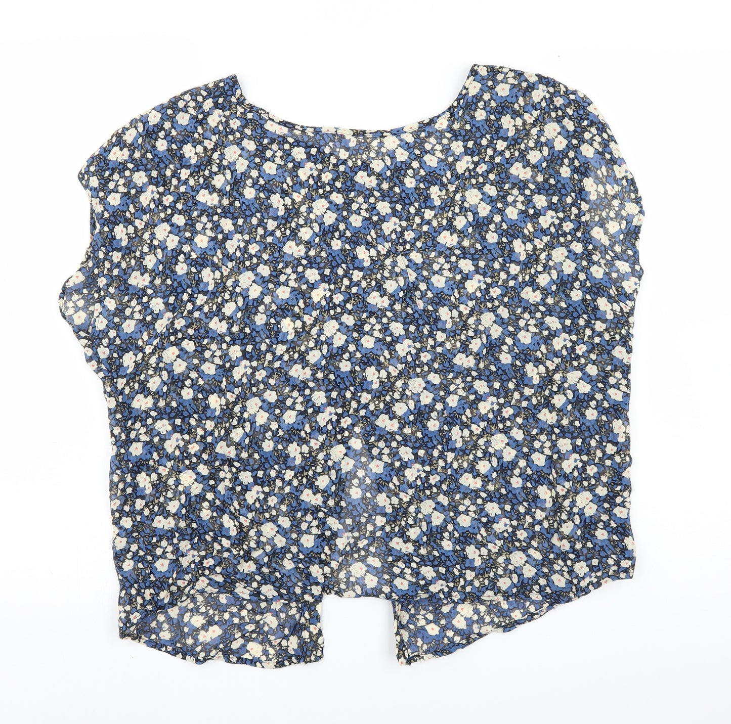 Dylan & Rose Womens Blue Floral  Basic Blouse Size 10  - OPEN BACK