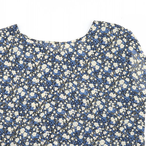 Dylan & Rose Womens Blue Floral  Basic Blouse Size 10  - OPEN BACK