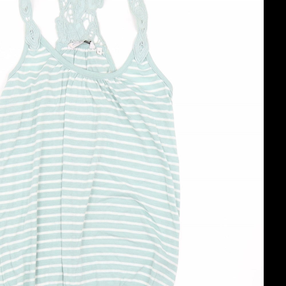 New Look Womens Green Striped  Tank Dress  Size 12