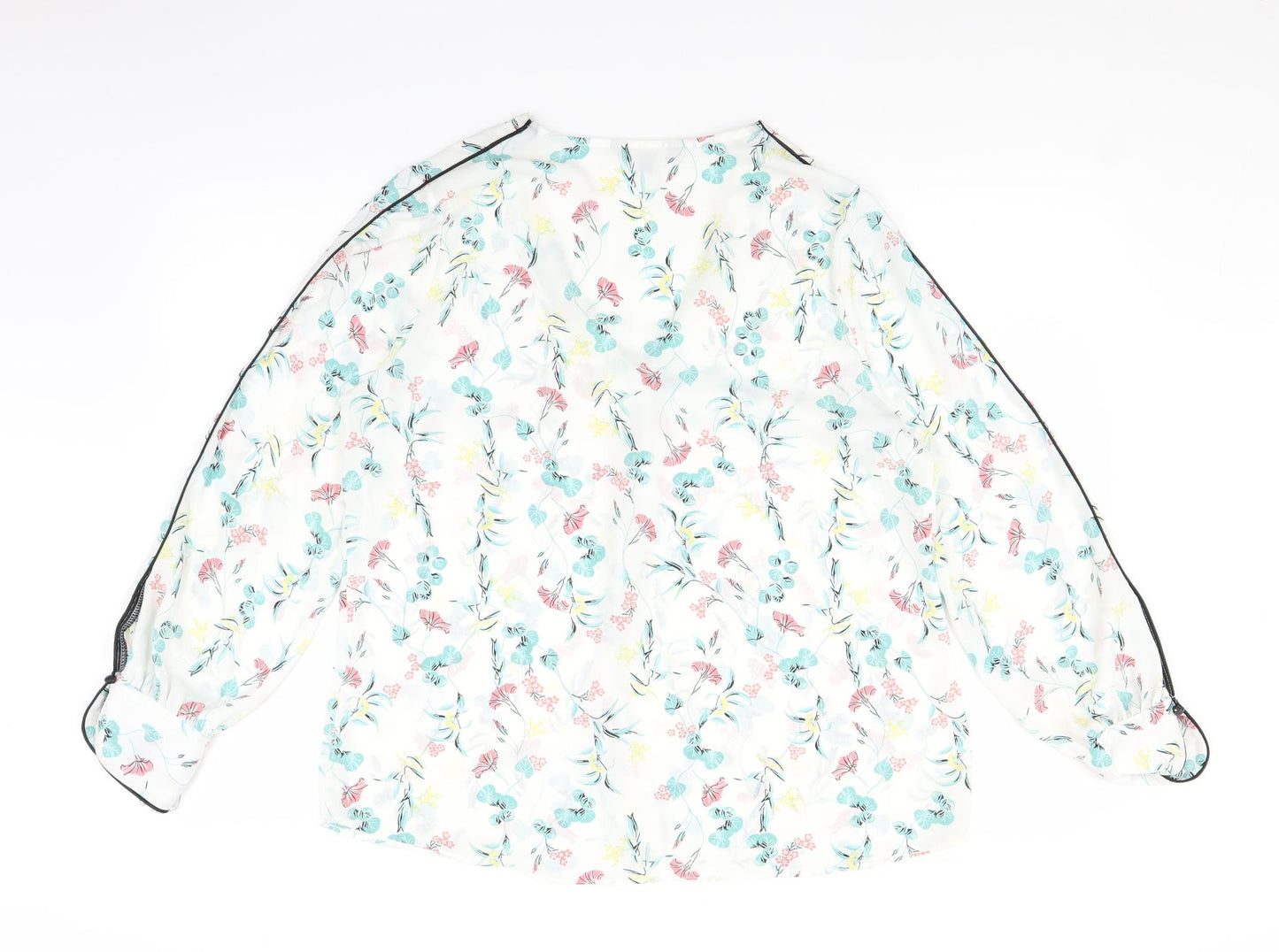 Principles Womens White Floral  Basic Blouse Size 14