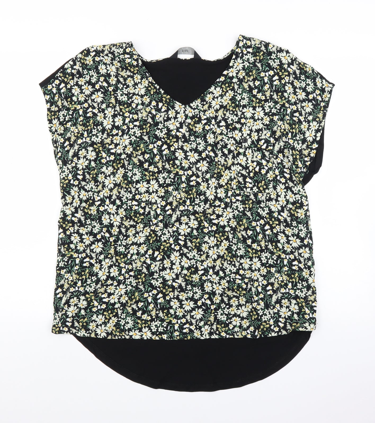 F&F` Womens Black Floral  Basic Blouse Size 14