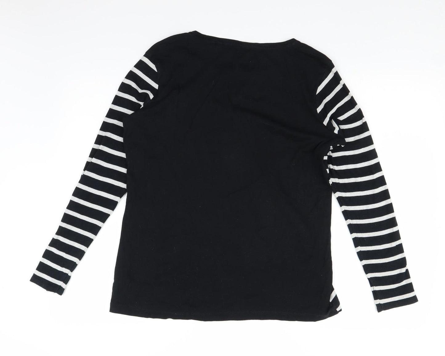 NEXT Womens Black Striped  Basic T-Shirt Size 16