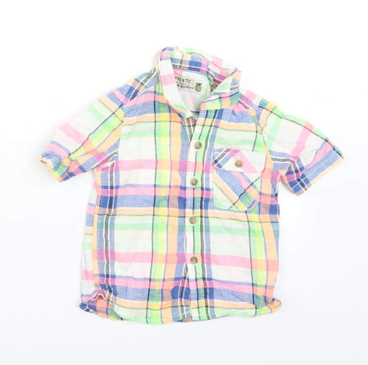 NEXT Baby White Plaid Basic Button-Up Size 9-12 Months