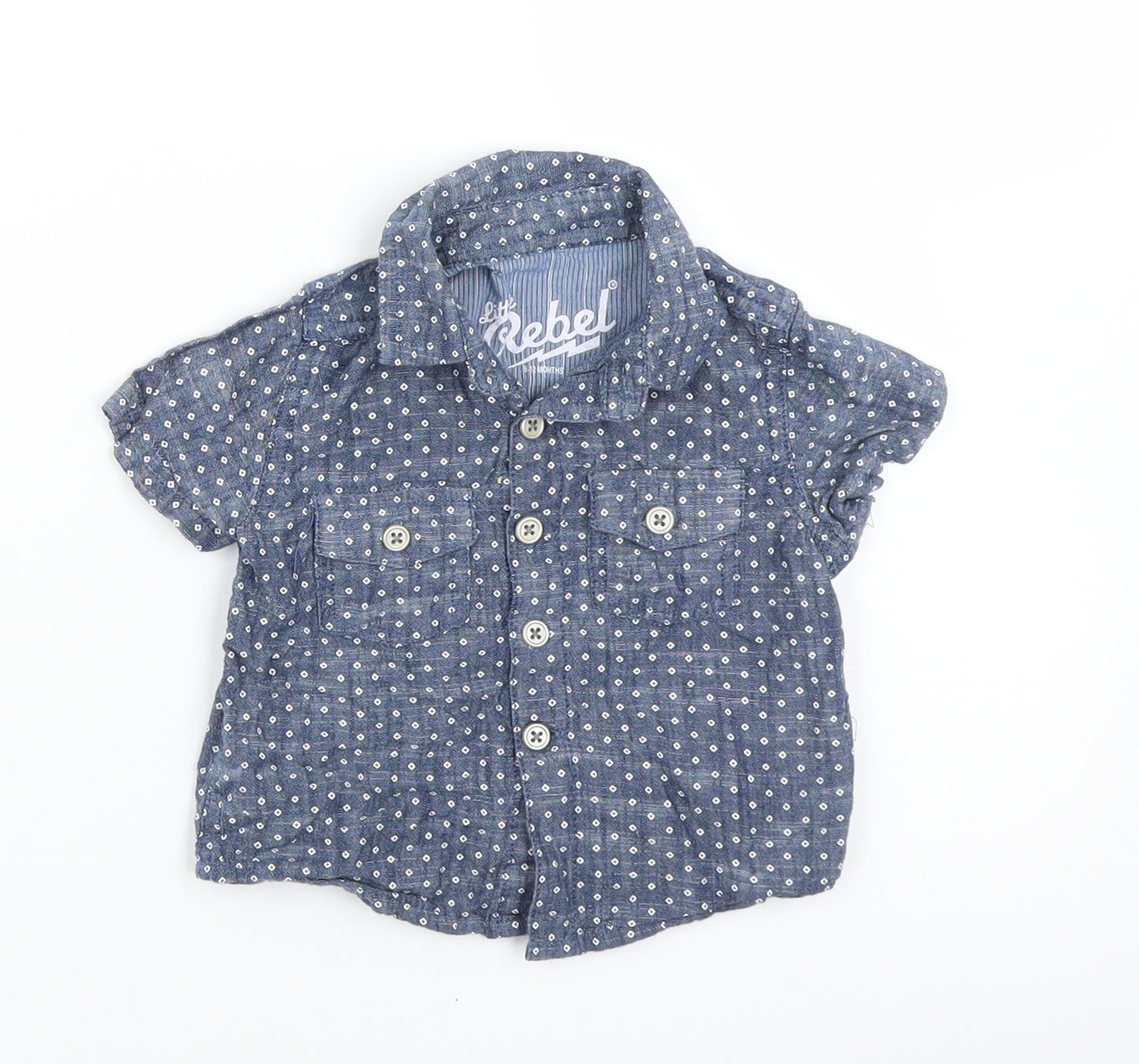Rebel Baby Blue Polka Dot  Basic Button-Up Size 9-12 Months