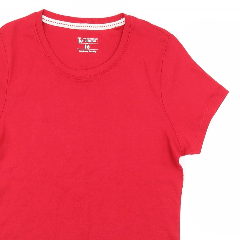 TU Womens Red   Basic T-Shirt Size 16