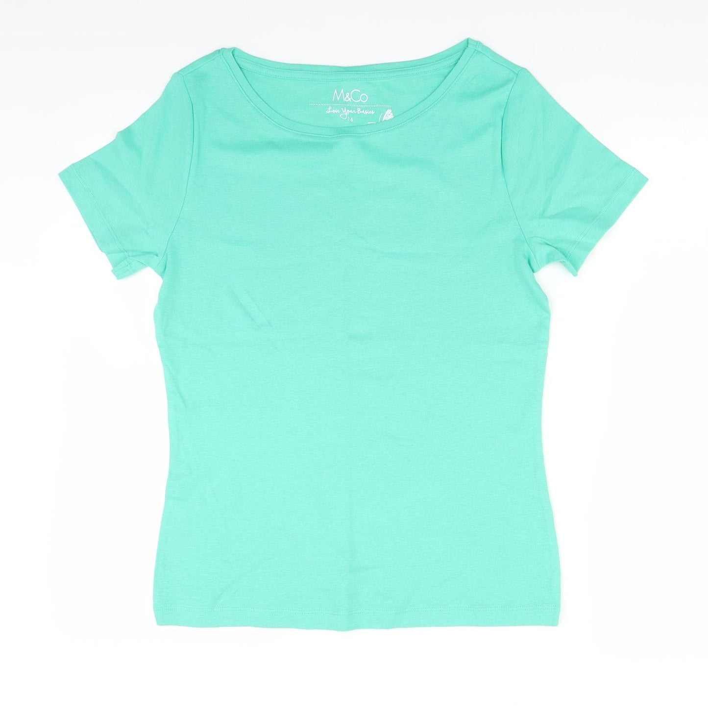 M&Co Womens Green   Basic T-Shirt Size 16