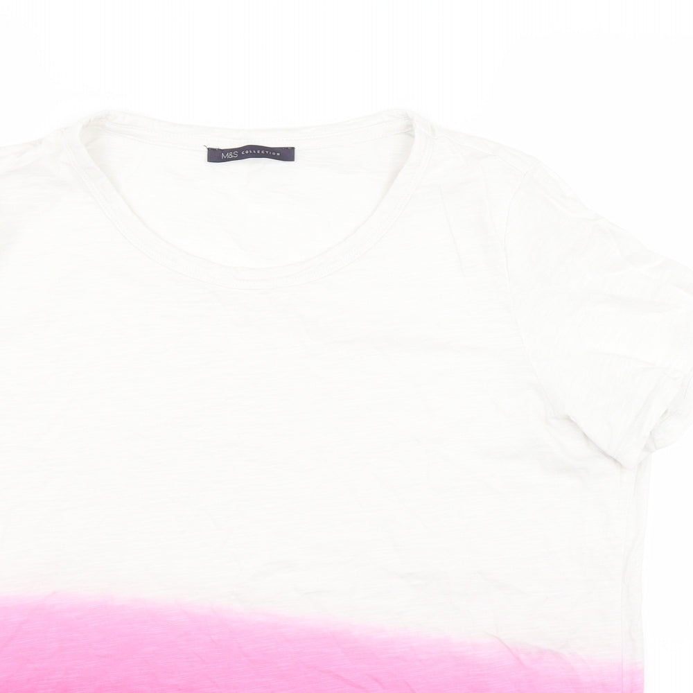 Marks and Spencer Womens White   Basic T-Shirt Size 16  - Ombre
