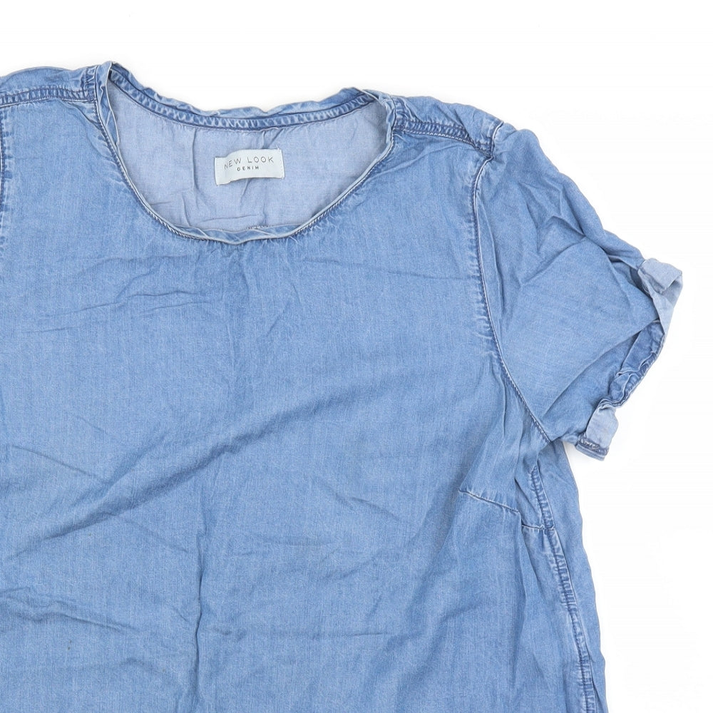 New Look Womens Blue  Denim Basic Blouse Size 16  - LONGLINE